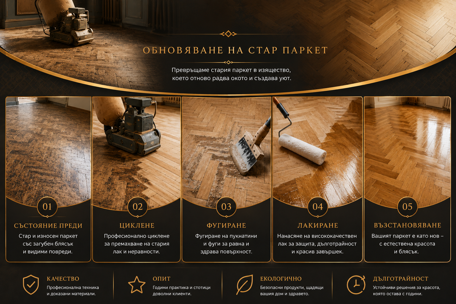Монтаж и циклене на паркет София